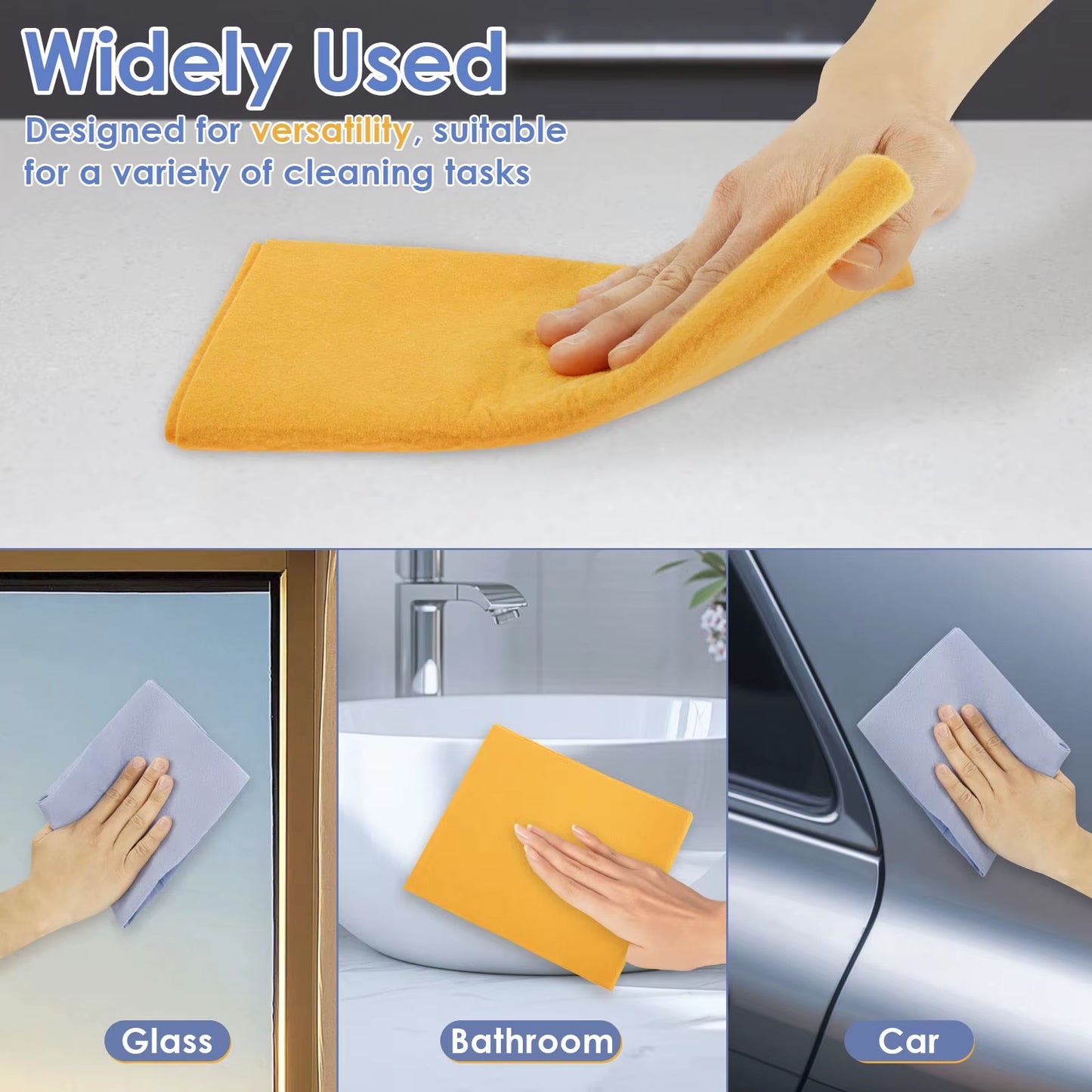 16/8 Pcs Ultra Absorbent Cleaning Shammy Reusable Kitchen Wipe Rags Household Bathroom Car Cleaning Towels Multi-Purpose